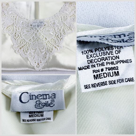 Vintage Buttercream Silky Doily Lace Sleeveless Cami Top Sz M - Picture 5 of 8